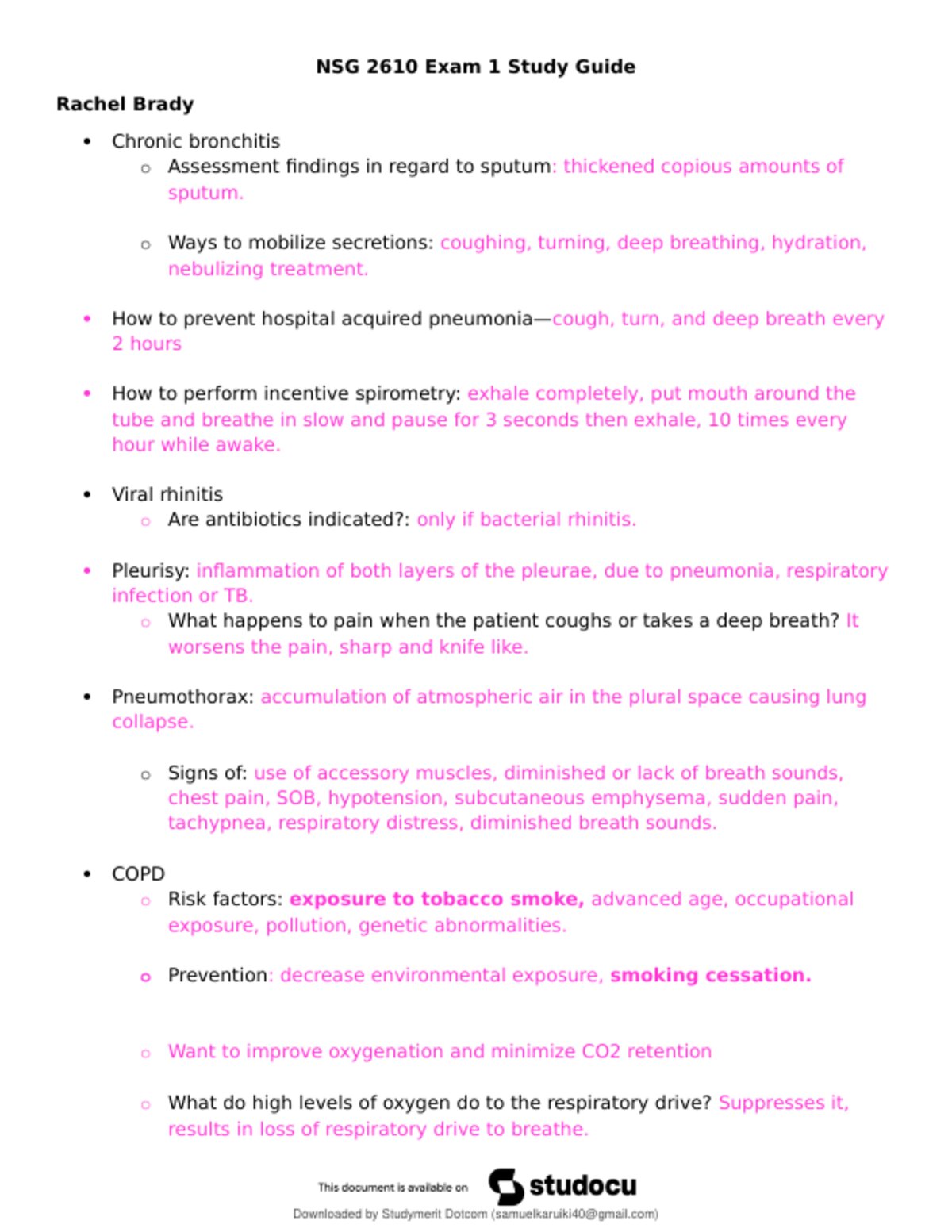 NSG 2610 Exam 1 Study Guide (XL) UPDATED ACTUAL Questions and CORRECT Answers preview
