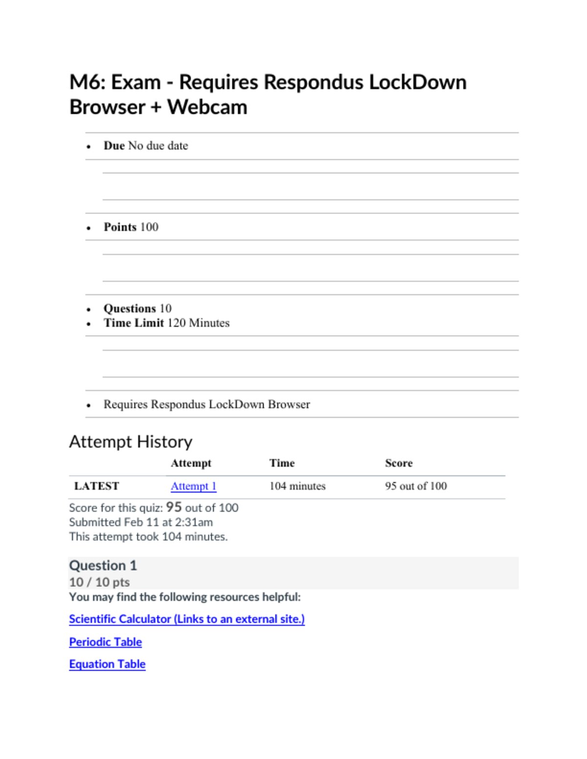 CHEM 121 MODULE 6 EXAM QUESTIONS AND ANSWERS - PORTAGE LEARNING 2025-2026 preview