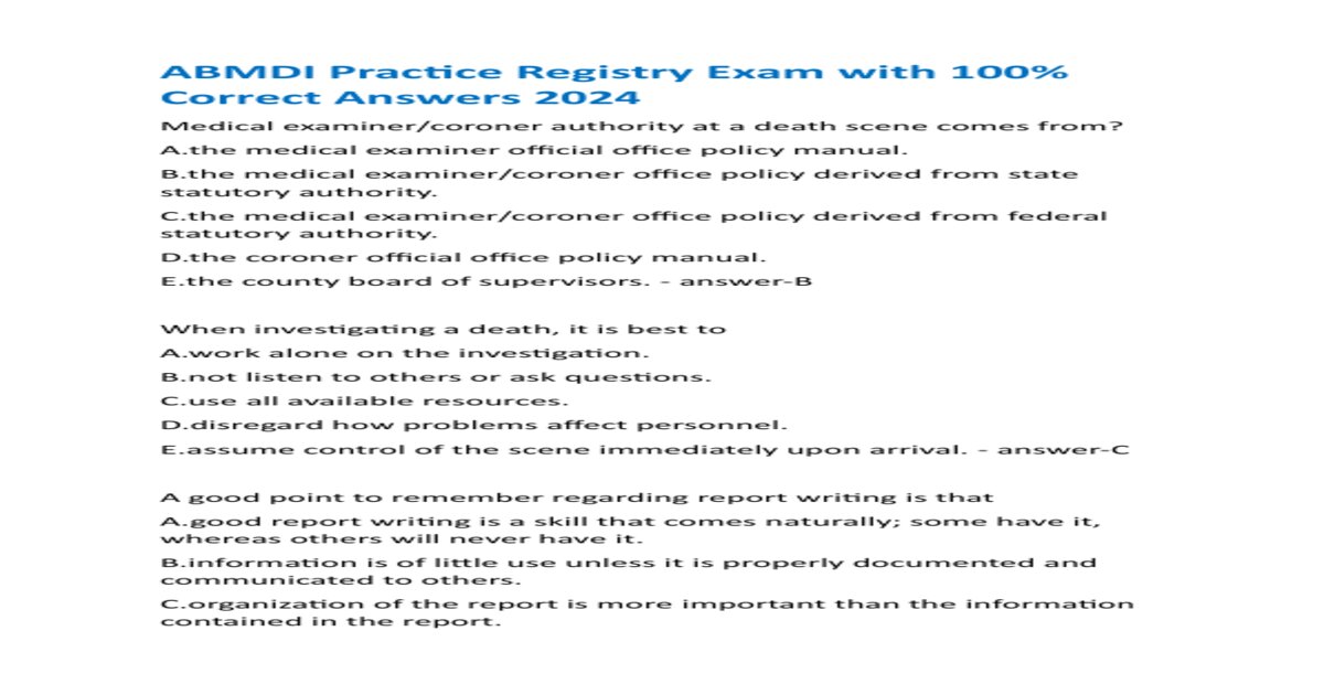 Abmdi practice registry exam with 100