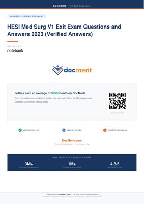 HESI Med Surg V1 Exit Exam Questions and Answers 2023 | Verified Answers | Medical Surgical Nursing Exam Prep