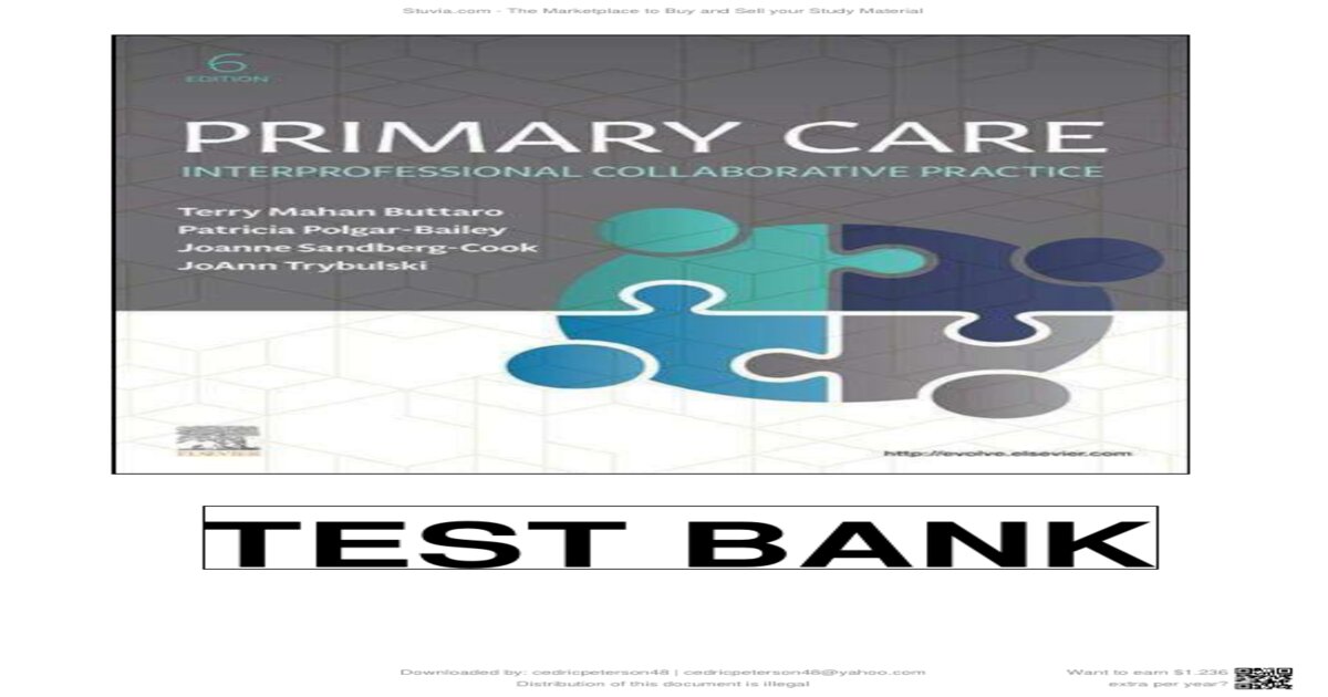 TEST BANK FOR Buttaro: Primary Care: A Collaborative Practice/ Interprofessional Collaborative Practice 6TH EDITION