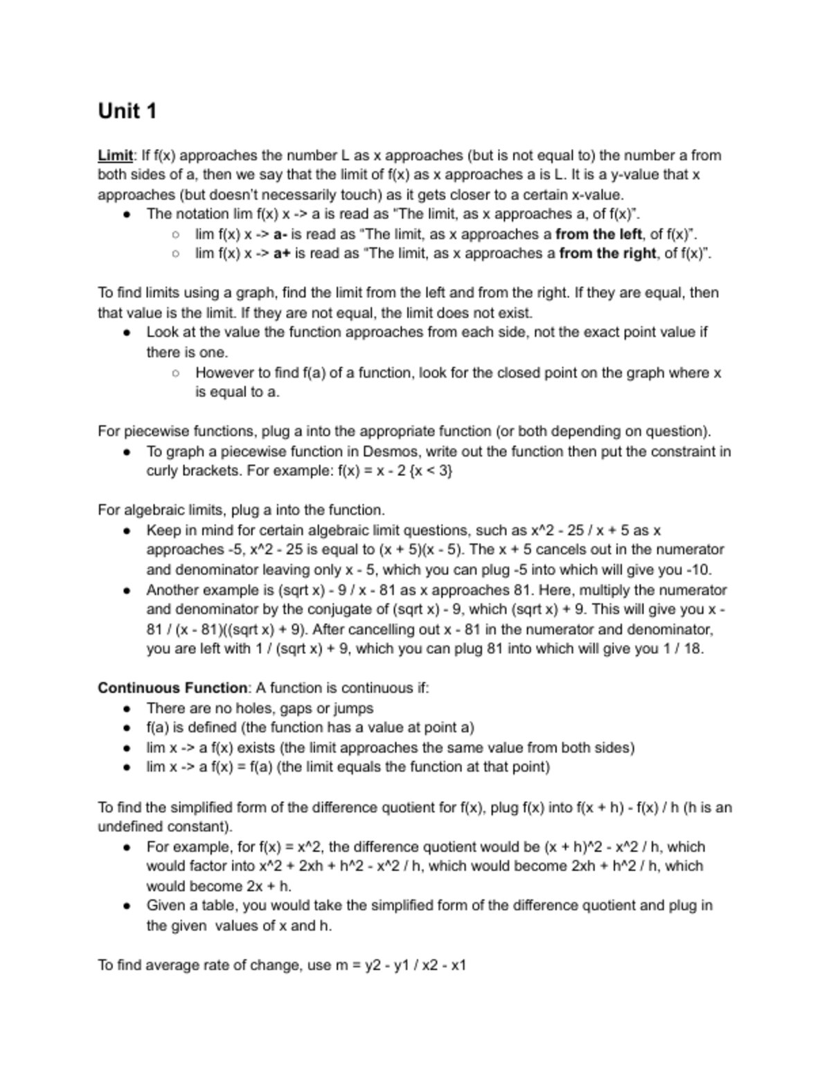 MAC2233 - Calculus for Business and Social Sciences Full Class Notes preview
