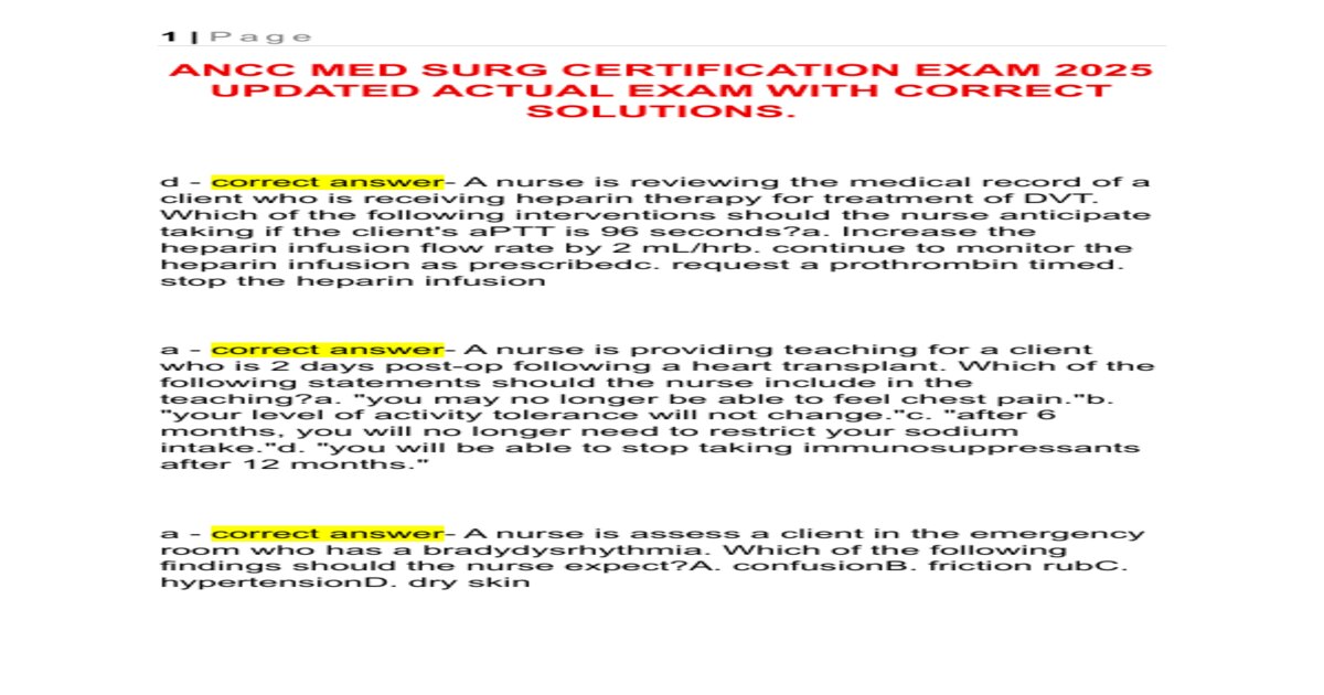 Ancc med surg certification exam