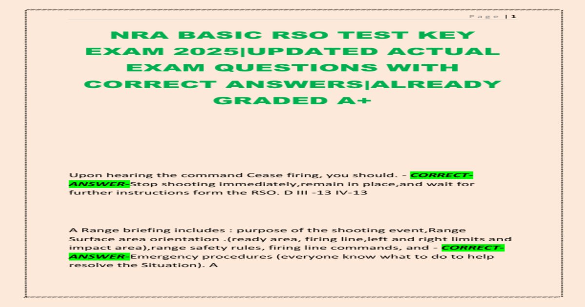 Nra basic rso test key exam 2025