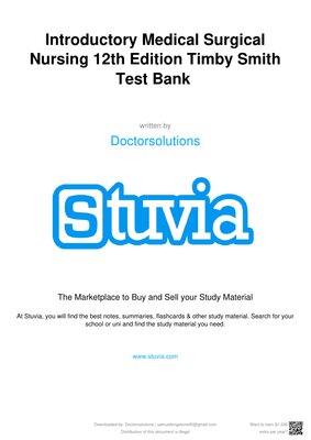 Introductory Medical Surgical Nursing 12th Edition Timby Smith Test Bank