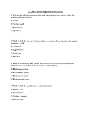 ATI TEAS 7 Science Questions with Answers and Detailed Explanations