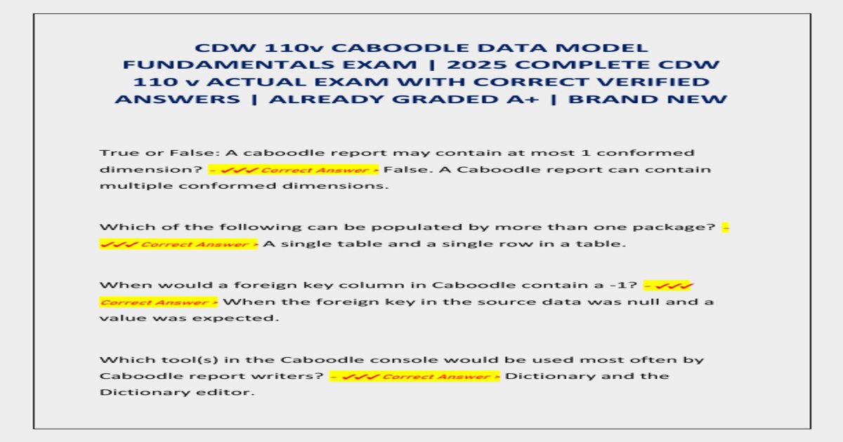Cdw 110v caboodle data model fundamentals exam