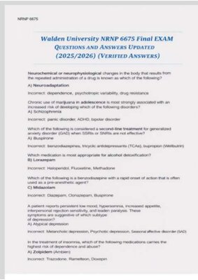 Walden NRNP 6675 Final Exam Practice Questions & Study Guide 2025–2026