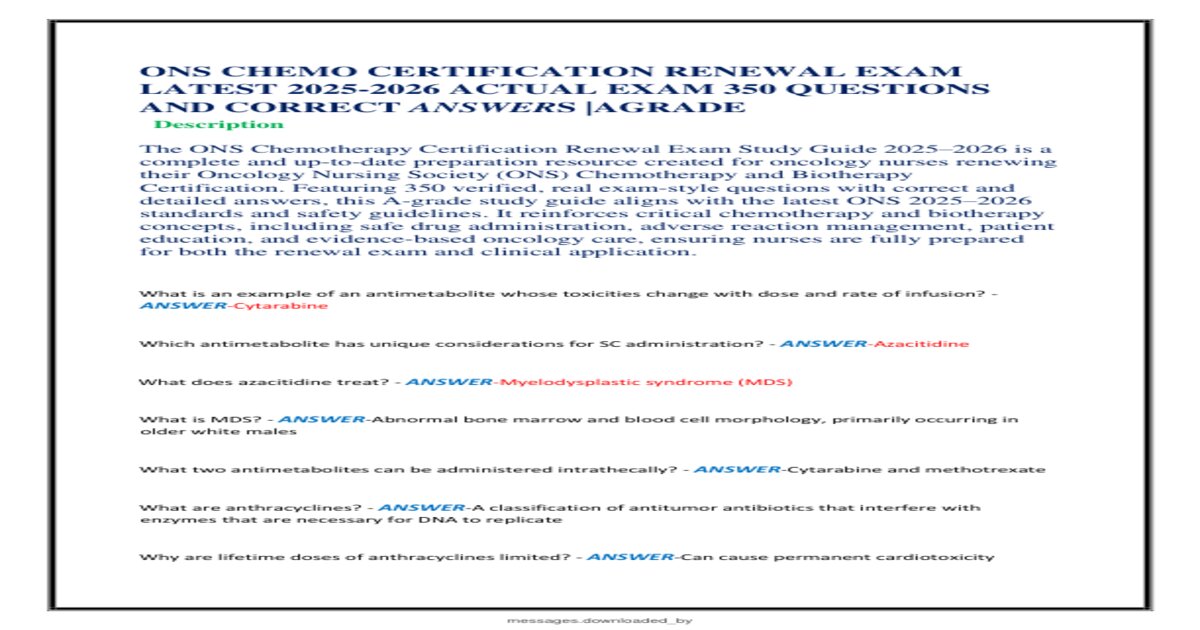 ONS ONCC Chemo Renewal QUESTIONS AND ANSWERS 2025/2026