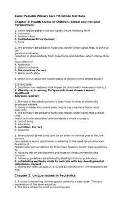 Burns Pediatric Primary Care 7th Edition Complete Test Bank – All Chapters Included