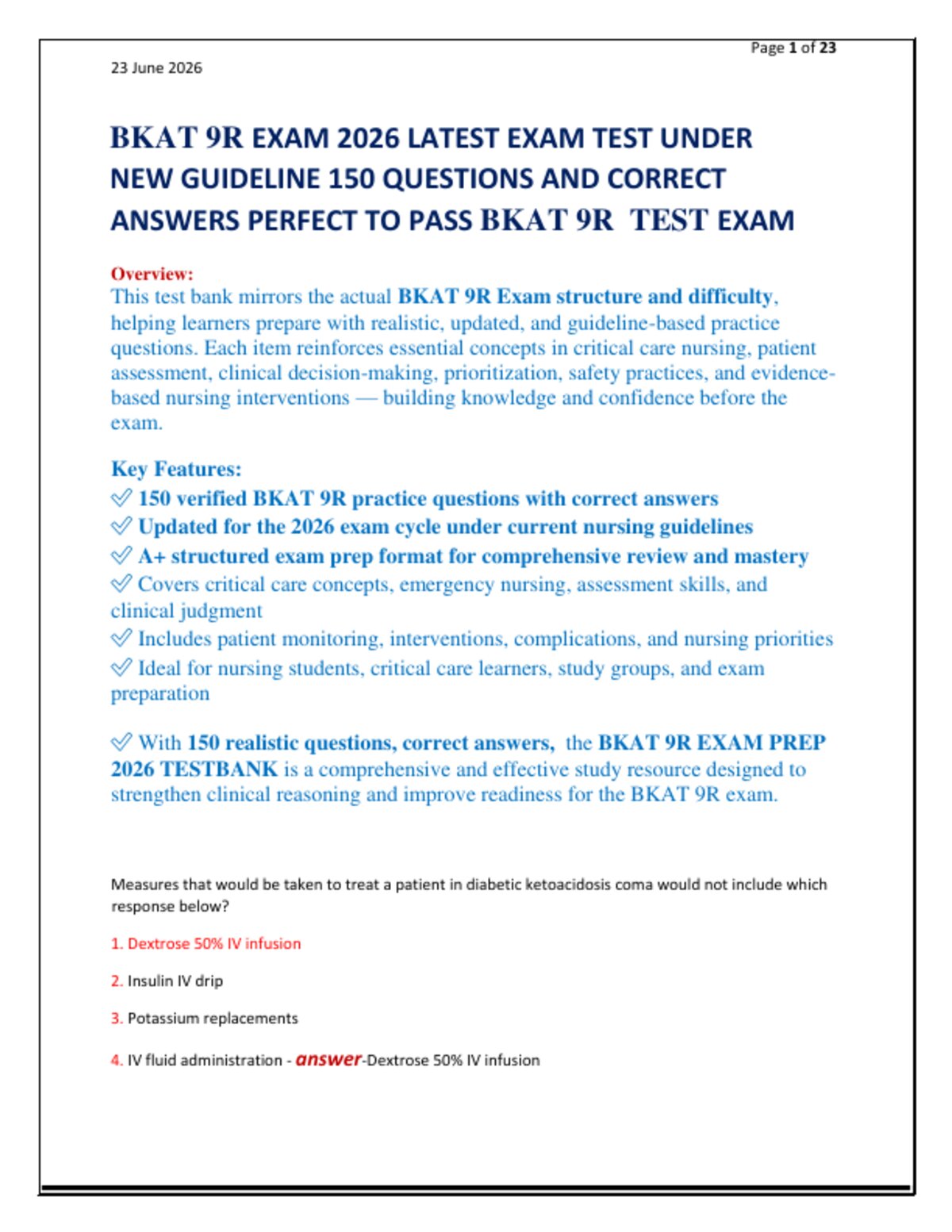 BKAT 9R EXAM 2026 LATEST EXAM TEST UNDER   NEW GUIDELINE 150 QUESTIONS AND CORRECT  ANSWERS PERFECT TO PASS BKAT 9R  TEST EXAM