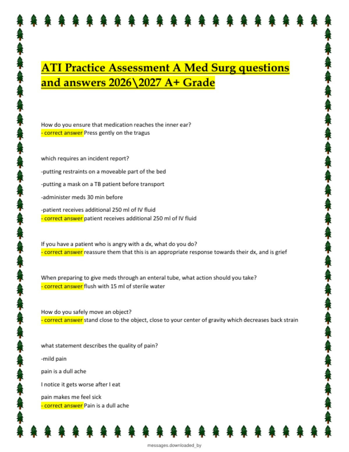 ATI Med-Surg Exam Practice Questions with Verified Answers preview