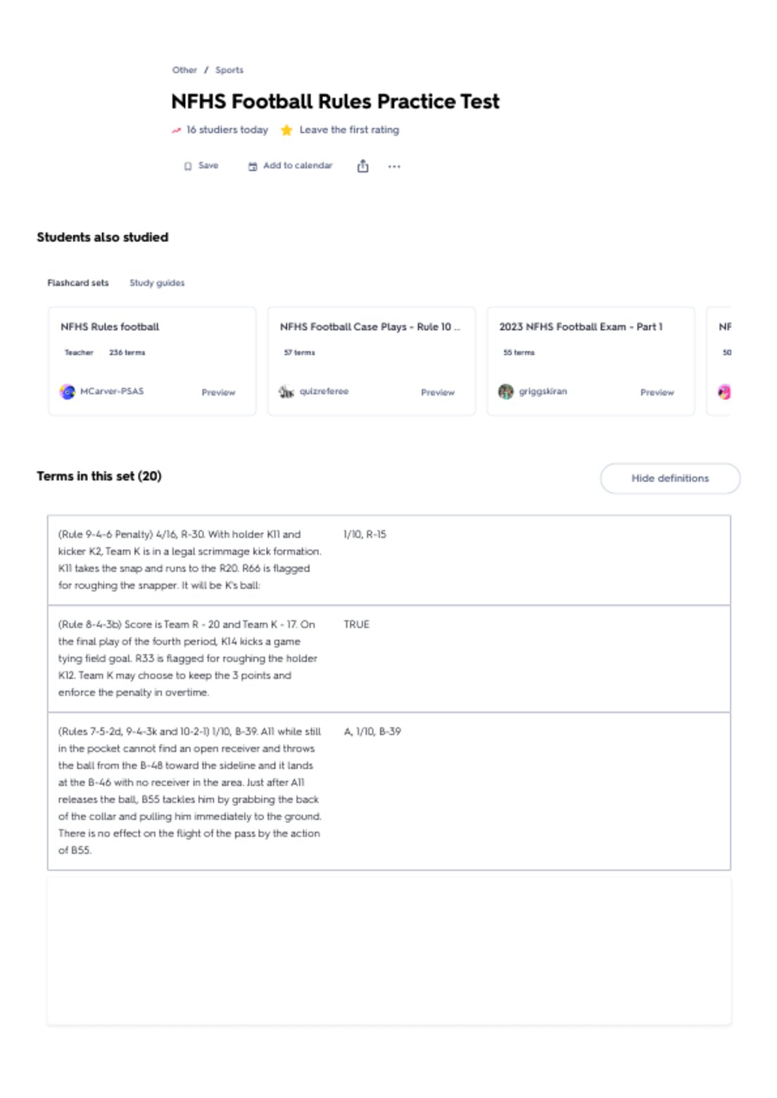 NFHS Football Rules Exam Practice Test 2026– 2027 | Study Guide with Answers preview