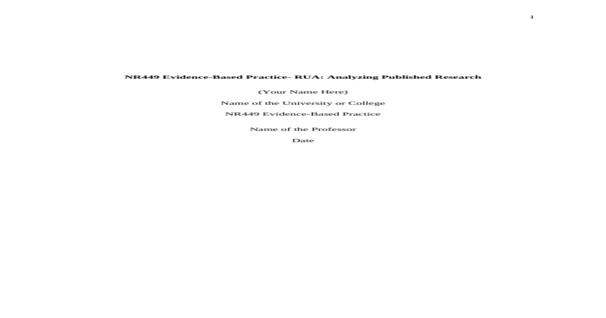 NR449 Evidence based Practice